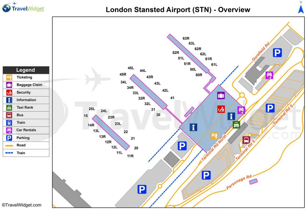 mappa dell'aeroporto di Stansted