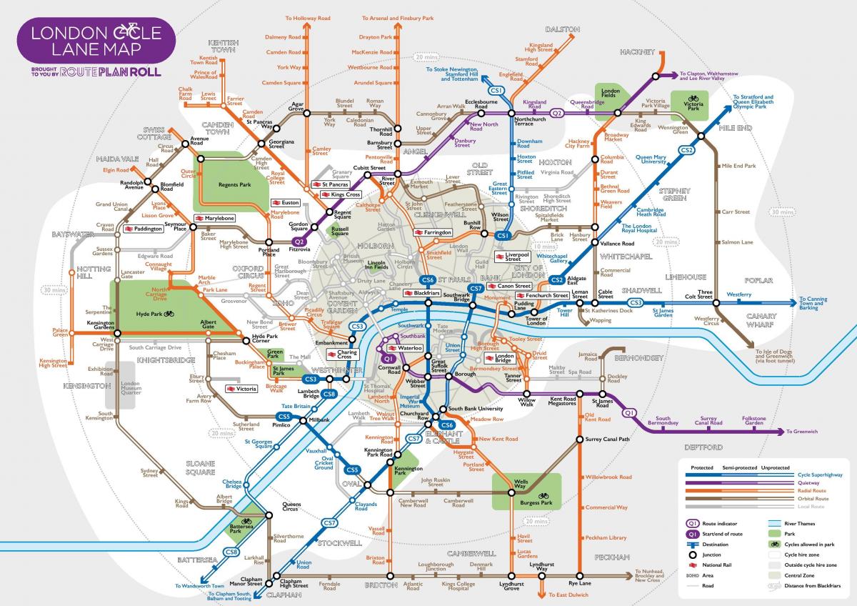 mappa di Londra in bicicletta