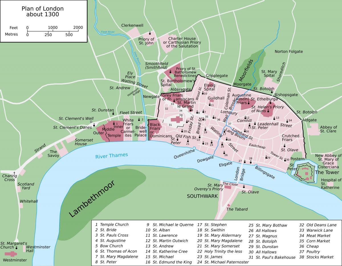 mappa di Londra medioevale