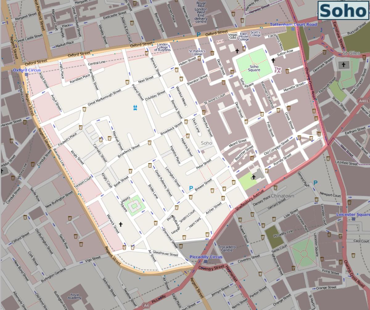 mappa di Soho, a Londra
