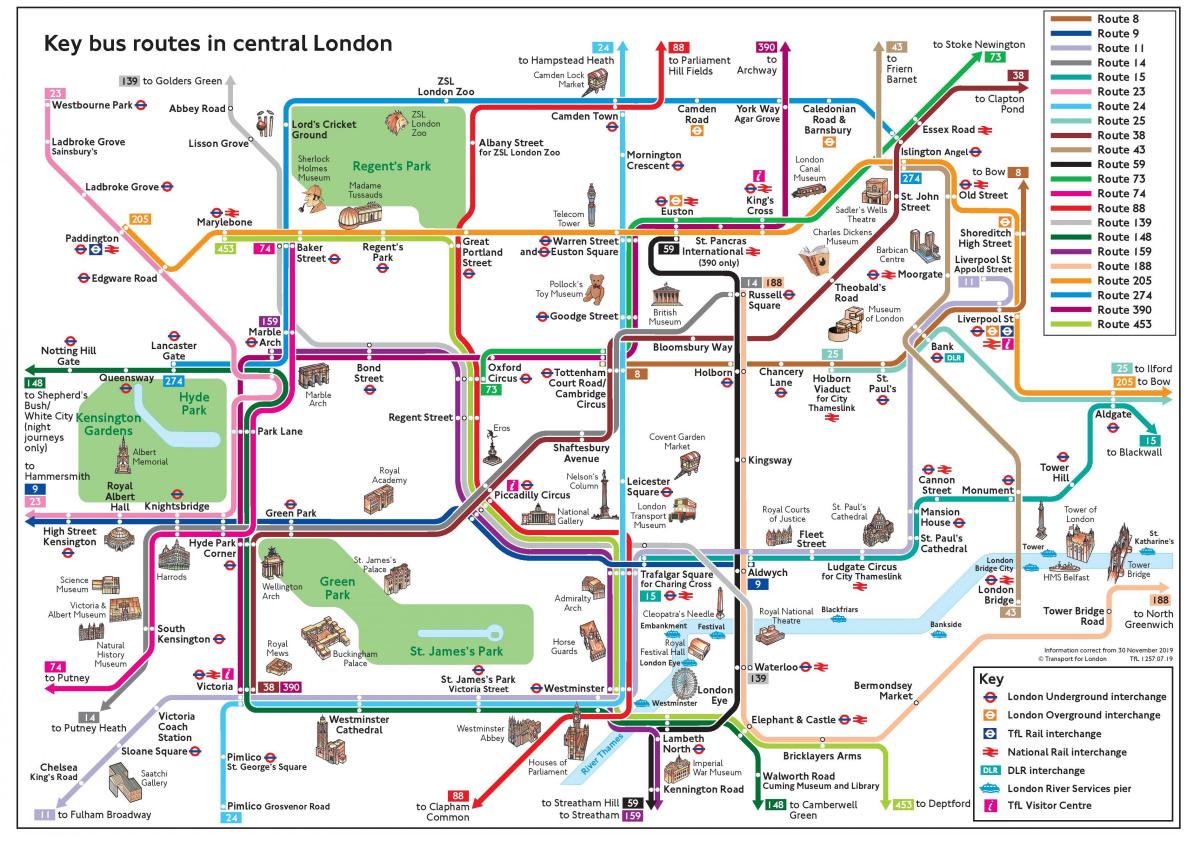 mappa di autobus di Londra