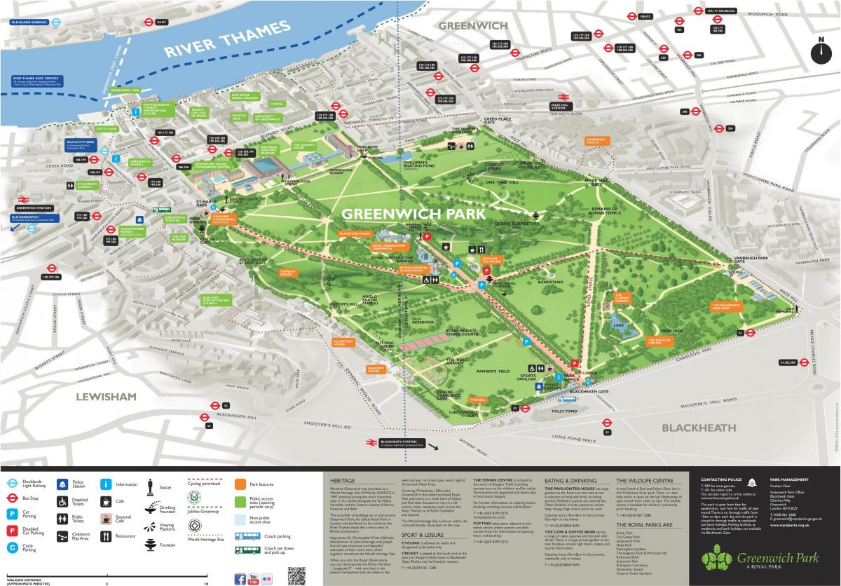 mappa di Greenwich park di Londra
