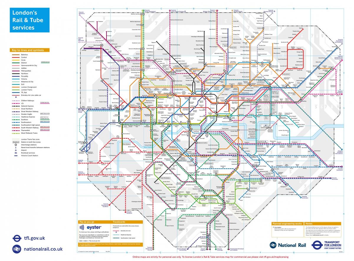treno mappa di Londra