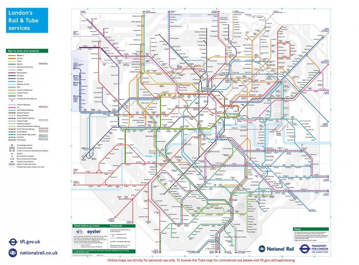 mappa di Londra stazioni ferroviarie