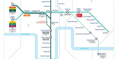 Docklands light railway mappa di Londra